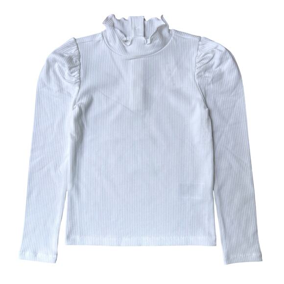 Janie and Jack Ribbed Balloon Sleeve Turtleneck, Size 5, Jet Ivory - Picture 3 of 10